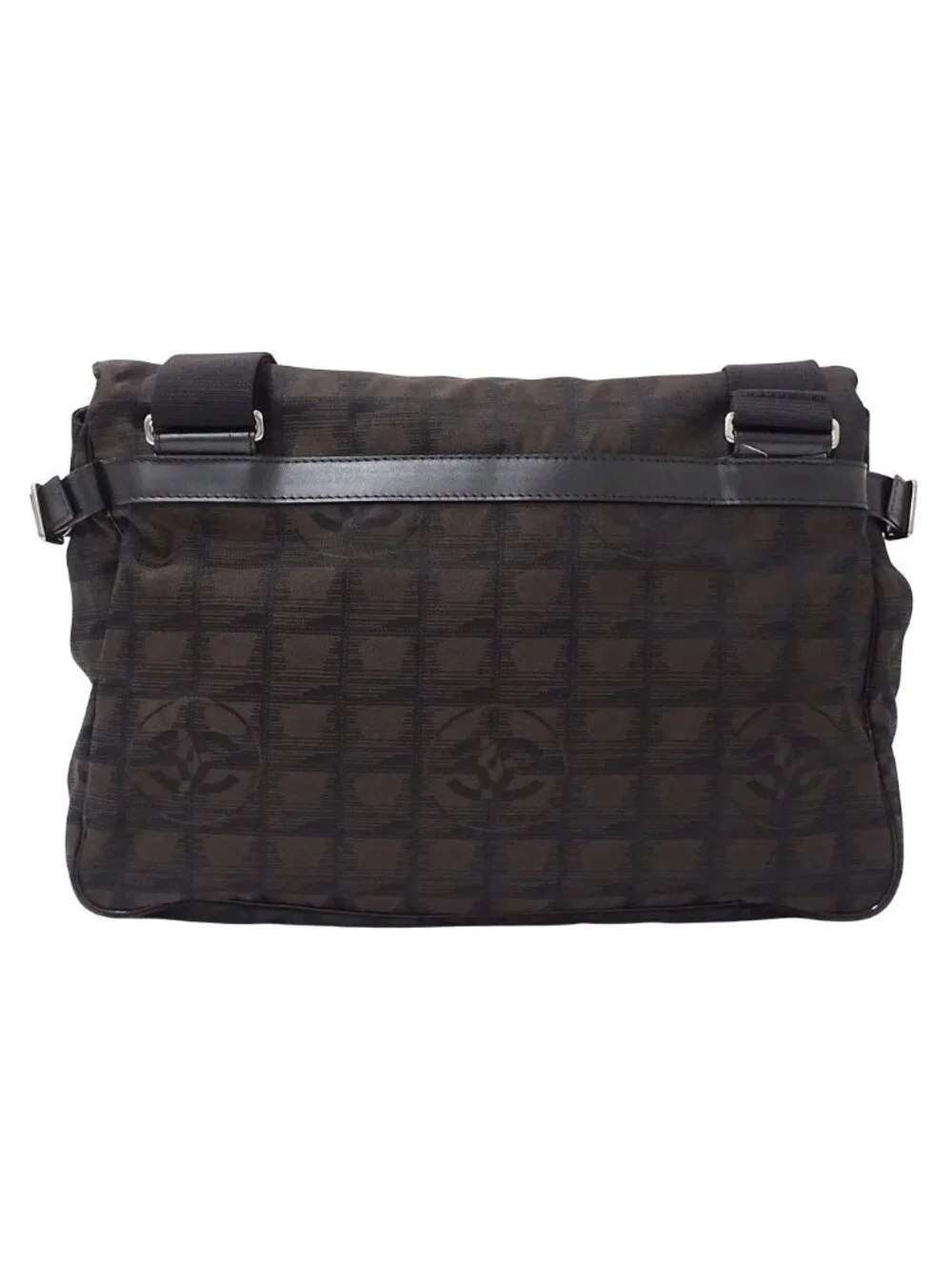 Chanel New Travel Shoulder Bag Nylon Brown Silver